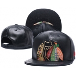 NHL Chicago Blackhawks Team Logo Black Adjustable Hat A25