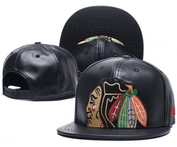 NHL Chicago Blackhawks Team Logo Black Adjustable Hat A25