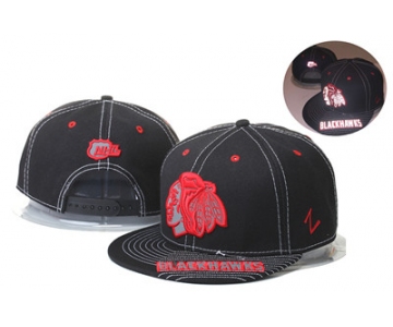 NHL Chicago Blackhawks Team Logo Reflective Black Snapback Adjustable Hat GS1102