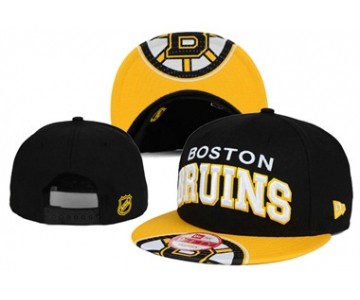 NHL Boston Bruins Team Logo Black Snapback Adjustable Hat