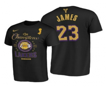 Los Angeles Lakers #23 LeBron James 2020 NBA Finals Champions Black Locker Room T-Shirt