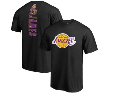 Los Angeles Lakers 23 LeBron James Backer Name and Number T-Shirt - Black