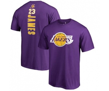 Los Angeles Lakers 23 LeBron James Backer Name and Number T-Shirt - Purple