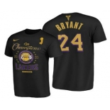 Los Angeles Lakers #24 Kobe Bryant 2020 NBA Finals Champions Black Locker Room T-Shirt
