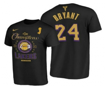 Los Angeles Lakers #24 Kobe Bryant 2020 NBA Finals Champions Black Locker Room T-Shirt