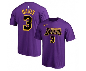 Los Angeles Lakers 3 Anthony Davis Purple City Edition Nike T-Shirt