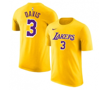 Los Angeles Lakers 3 Anthony Davis Yellow Nike T-Shirt