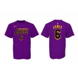 Men's Purple Black Los Angeles Lakers #6 LeBron James Basketball T-Shirt