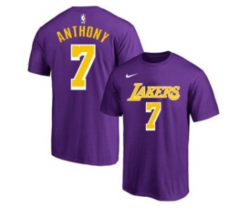 Men's Purple Yellow Los Angeles Lakers #7 Carmelo Anthony Basketball T-Shirt