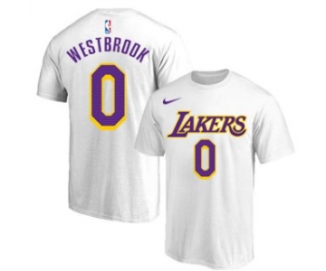 Men's White Los Angeles Lakers #0 Russell Westbrook Basketball T-Shirt