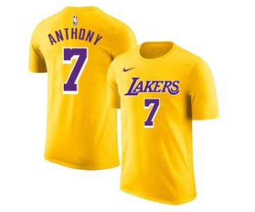 Men's Yellow Los Angeles Lakers #7 Carmelo Anthony Basketball T-Shirt