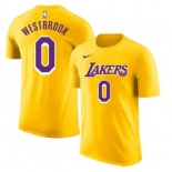 Men's Yellow Purple Los Angeles Lakers #0 Russell Westbrook Basketball T-Shirt