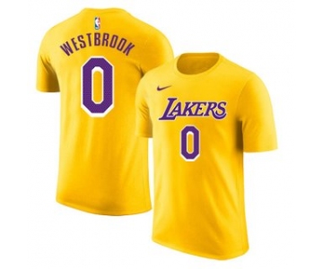 Men's Yellow Purple Los Angeles Lakers #0 Russell Westbrook Basketball T-Shirt