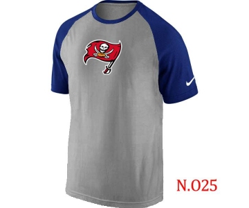 Mens Tampa Bay Buccaneers Ash Tri Big Play Raglan T-Shirt Grey- Blue