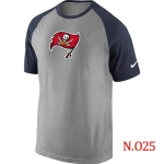 Mens Tampa Bay Buccaneers Ash Tri Big Play Raglan T-Shirt Grey- Navy