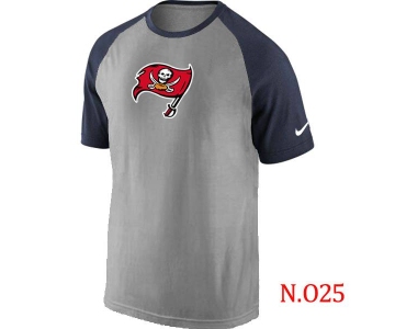 Mens Tampa Bay Buccaneers Ash Tri Big Play Raglan T-Shirt Grey- Navy