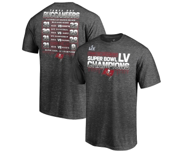 Men's Tampa Bay Buccaneers Fanatics Branded Heathered Charcoal Super Bowl LV Champions Lateral Schedule T-Shirt