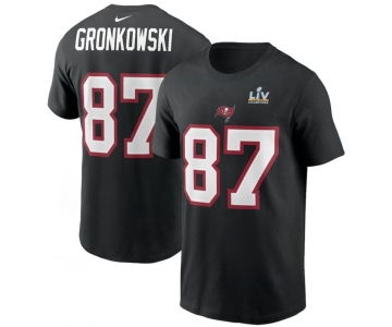 Men's Tampa Bay Buccaneers Rob Gronkowski Nike Black Super Bowl LV Champions Name & Number T-Shirt