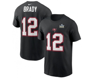 Men's Tampa Bay Buccaneers Tom Brady Nike Black Super Bowl LV Champions Name & Number T-Shirt