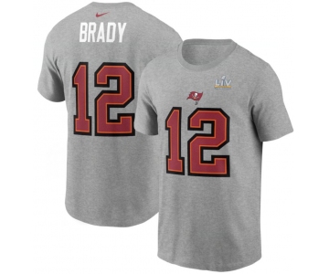 Men's Tampa Bay Buccaneers Tom Brady Nike Heathered Gray Super Bowl LV Champions Name & Number T-Shirt