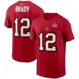 Men's Tampa Bay Buccaneers Tom Brady Nike Red Super Bowl LV Champions Name & Number T-Shirt