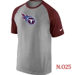 Mens Tennessee Titans Ash Tri Big Play Raglan T-Shirt Grey- Red