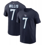 Men's Tennessee Titans #7 Malik Willis 2022 Navy Name & Number T-Shirt