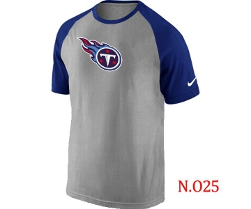 Mens Tennessee Titans Ash Tri Big Play Raglan T-Shirt Grey- Blue