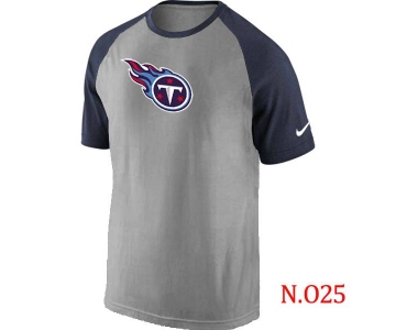 Mens Tennessee Titans Ash Tri Big Play Raglan T-Shirt Grey- Navy