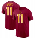 Men's Washington Commanders #11 Carson Wentz 2022 Red Name & Number T-Shirt