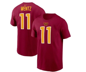 Men's Washington Commanders #11 Carson Wentz 2022 Red Name & Number T-Shirt