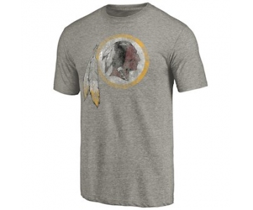Men's Washington Redskins NFL Pro Line Heathered Gray Distressed Primary Logo Tri-Blend T-Shirt