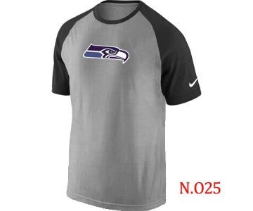 Mens Seattle Seahawks Ash Tri Big Play Raglan T-Shirt Grey- Black