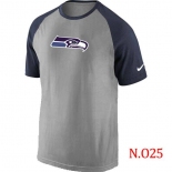 Mens Seattle Seahawks Ash Tri Big Play Raglan T-Shirt Grey- Navy