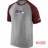 Mens Seattle Seahawks Ash Tri Big Play Raglan T-Shirt Grey- Red