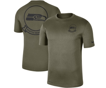 Men's Seattle Seahawks Nike Olive 2019 Salute to Service Sideline Seal Legend Performance T-Shirt