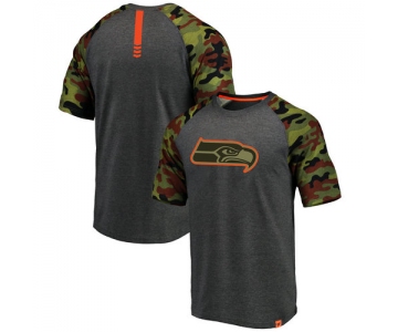 Seattle Seahawks College Heathered Gray NFL Pro Line by Fanatics Branded Camo Recon Camo Raglan T-Shirt