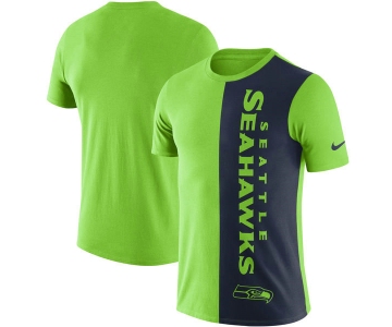 Seattle Seahawks Nike Coin Flip Tri-Blend T-Shirt - Neon GreenCollege Navy