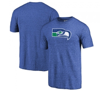 Seattle Seahawks Royal Throwback Logo Tri-Blend NFL Pro Line by T-Shirt