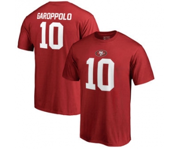 Men's San Francisco 49ers 10 Jimmy Garoppolo NFL Pro Line by Fanatics Branded Red Authentic Stack Name & Number T-Shirt