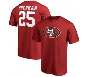 Men's San Francisco 49ers 25 Richard Sherman NFL Pro Line by Fanatics Branded Red Player Icon Name & Number T-Shirt