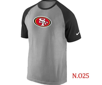 Mens San Francisco 49ers Ash Tri Big Play Raglan T-Shirt Grey- Black