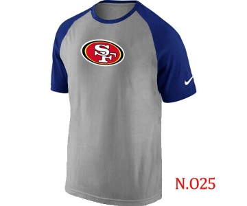 Mens San Francisco 49ers Ash Tri Big Play Raglan T-Shirt Grey- Blue