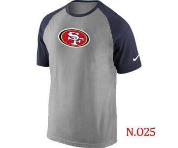 Mens San Francisco 49ers Ash Tri Big Play Raglan T-Shirt Grey- Navy