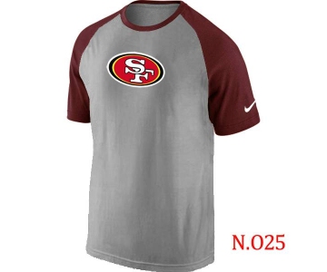 Mens San Francisco 49ers Ash Tri Big Play Raglan T-Shirt Grey- Red