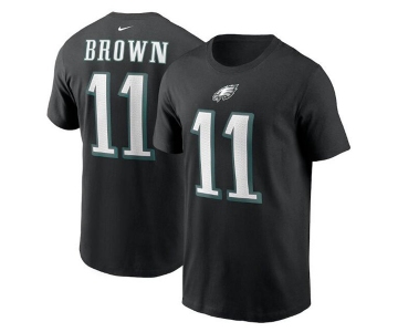 Men's Philadelphia Eagles #11 A. J. Brown 2022 Black Name & Number T-Shirt