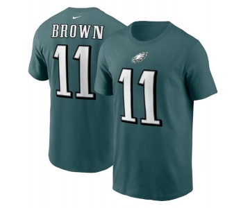 Men's Philadelphia Eagles #11 A. J. Brown 2022 Green Name & Number T-Shirt