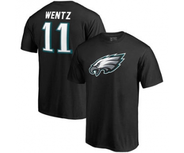 Men's Philadelphia Eagles 11 Carson Wentz NFL Pro Line by Fanatics Branded Black Player Icon Name & Number T-Shirt