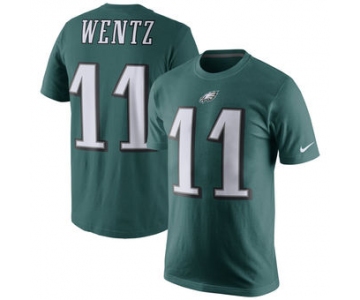 Men's Philadelphia Eagles 11 Carson Wentz Nike Green Player Pride Name & Number T-Shirt