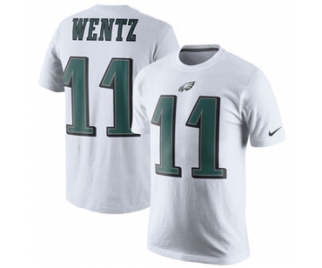 Men's Philadelphia Eagles 11 Carson Wentz Nike White Player Pride Name & Number T-Shirt